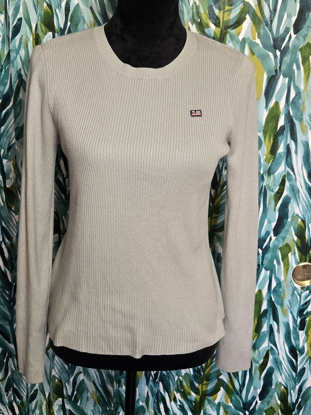 VTG Y2K Polo Jeans Co Ralph Lauren Beige Fine Ribbed Crewneck Sweater